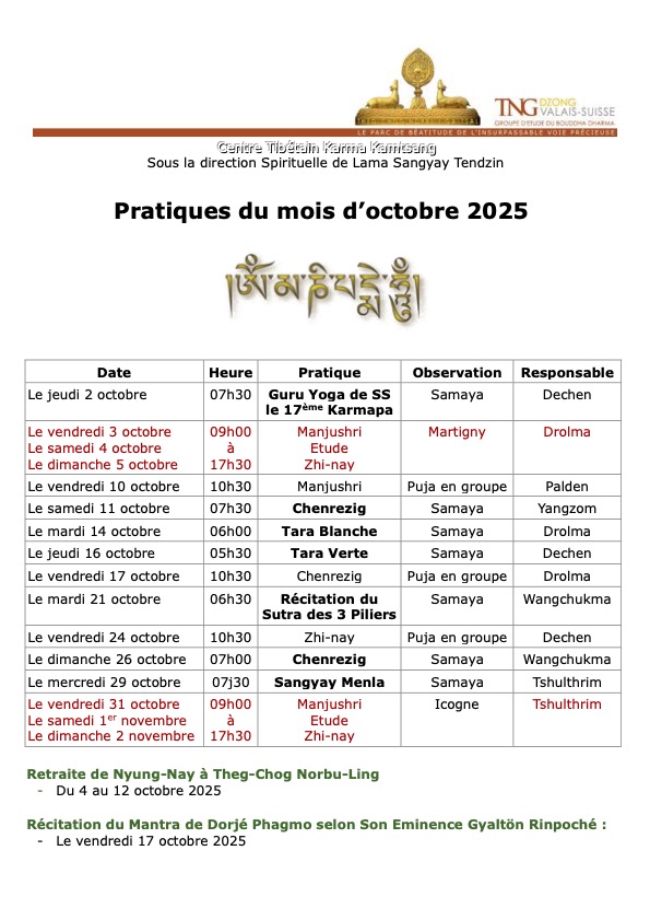 PROGRAMME DU MOIS Image